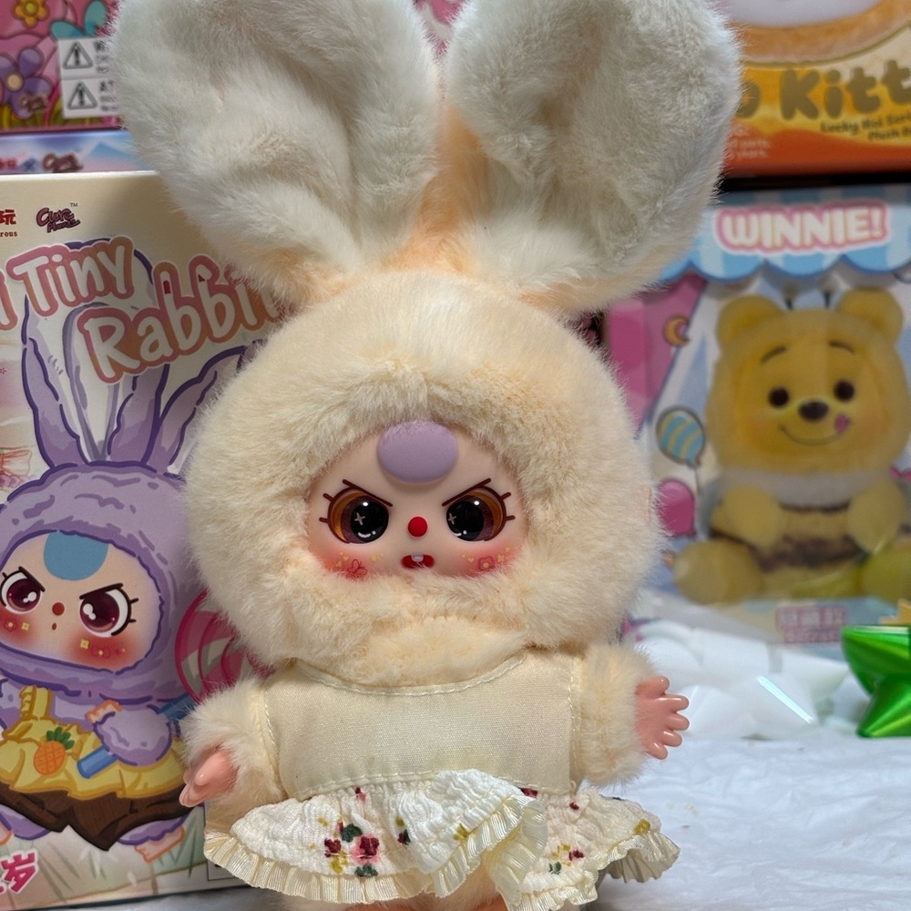Baby Three Mini Tiny Rabbit “Cream White” Special eyes!